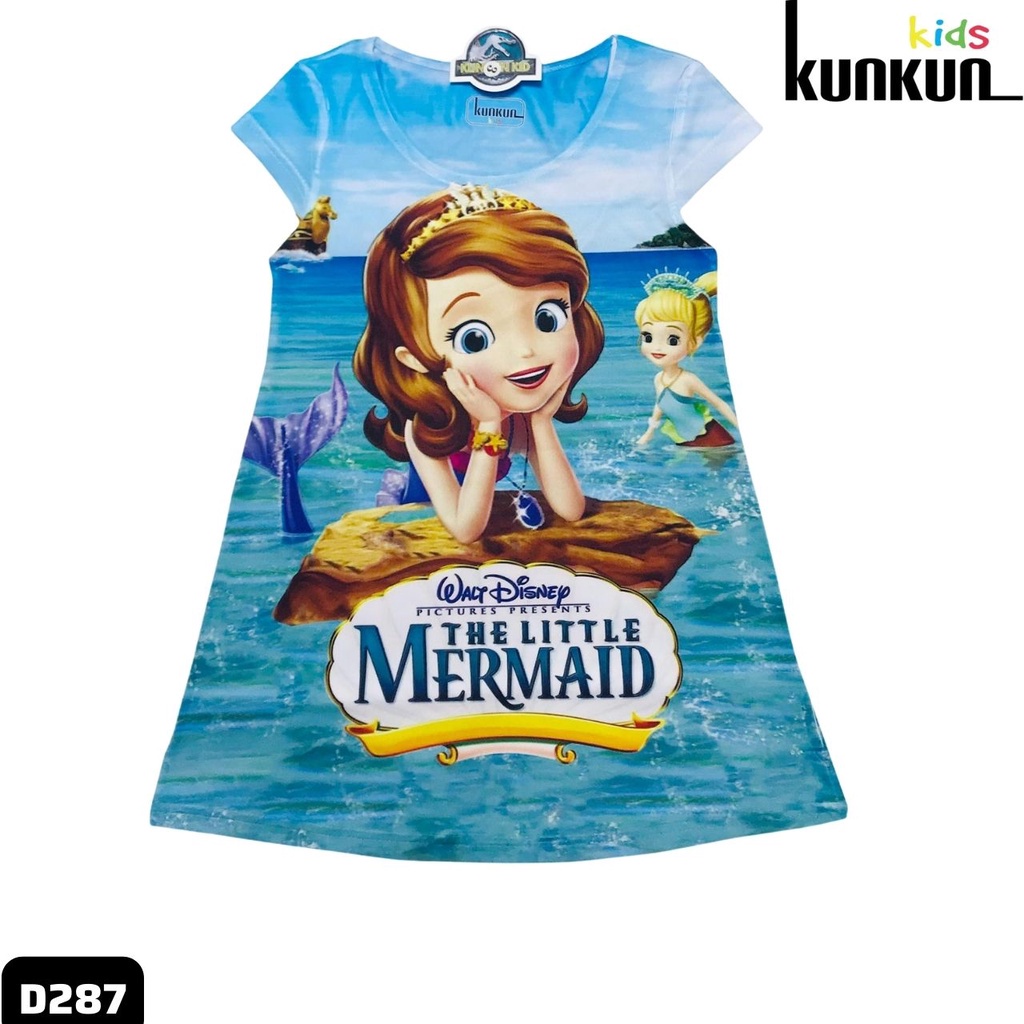 Váy bé gái hình nàng tiên cá thun lạnh thoáng mát co giãn 4 chiều size đại từ 10-40kg KunKun D287
