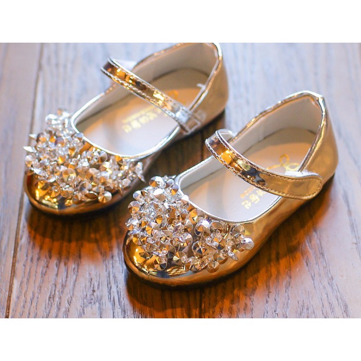 New autumn princess shoes 2018 fashion bright leather rhinestone girls shoes