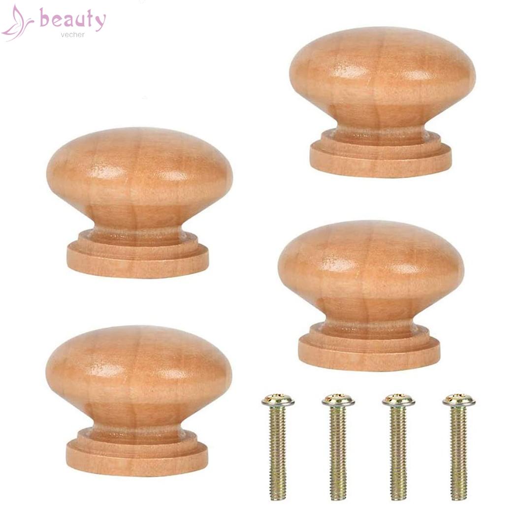 Knobs 10pcs Cabinet Decor Door Pull Handle Round With Screw Wooden