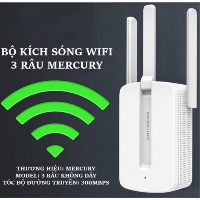 Kích Sóng Wifi Mercury MW310re 300Mbps 3 Râu Cực Mạnh