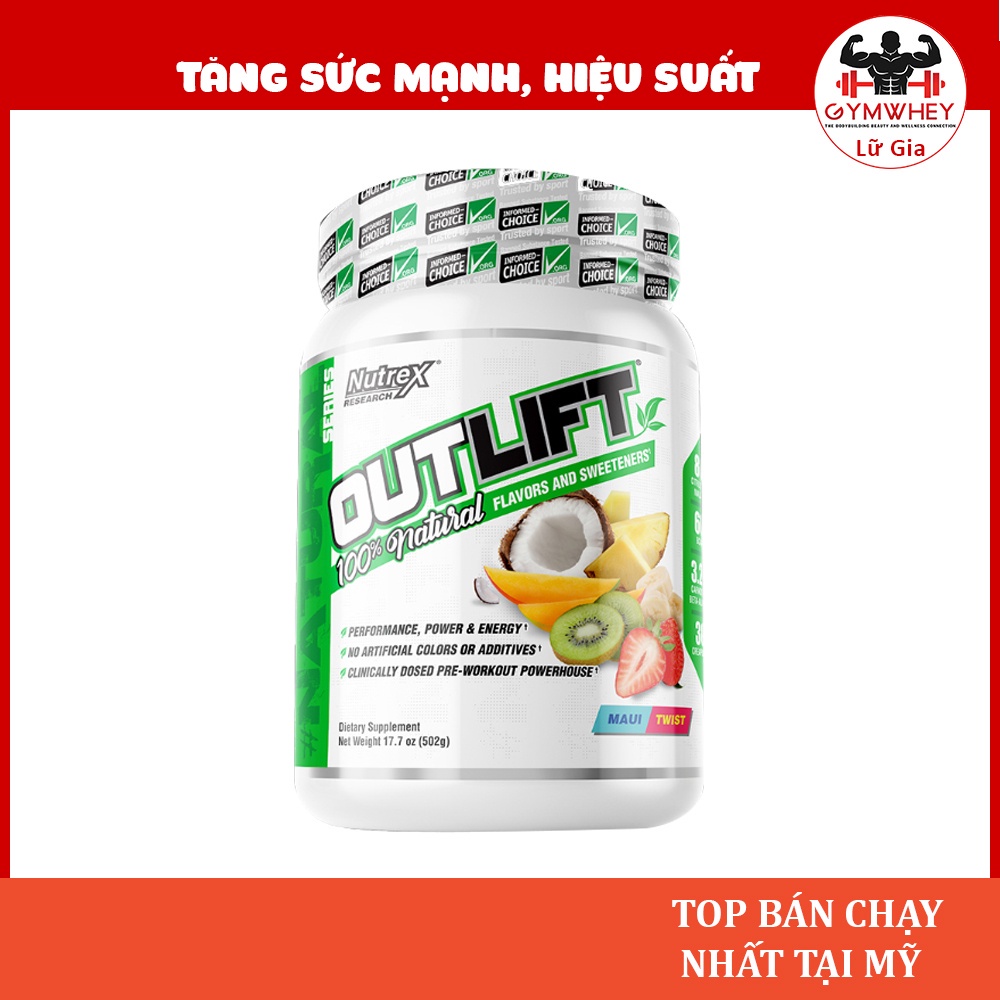 OUTLIFT Hỗ Trợ Tăng Sức Mạnh Trước Buổi Tập Pre Workout Nutrex Outlift Natural ( 20 lần dùng)