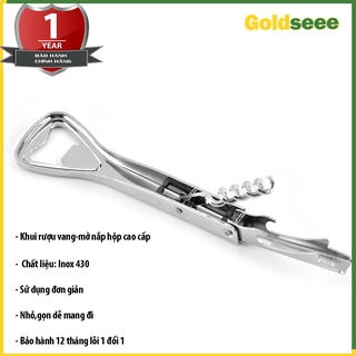Dụng Cụ Khui Rượu Vang,Mở Hộp, Nắp Chai Đa Năng Chất Liệu Inox 430 Không Han Gỉ-Hàng GOLDSEEE cao cấp