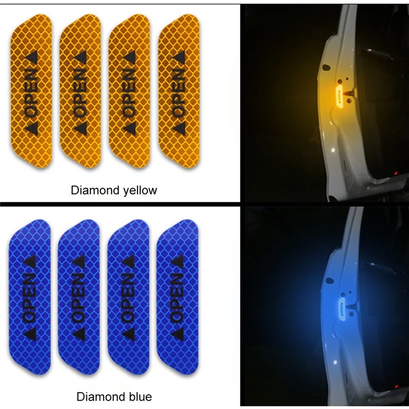 Set 4 Miếng Dán Phản Quang Cảnh Báo An Toàn Cho Xe Hơi/Xe Máy