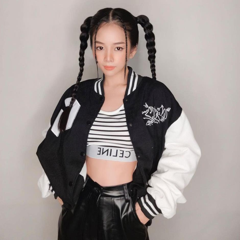 Áo khoác Bomber, Varsity jacket Gonz Black Graffiti V3 nam nữ nỉ nhung Form rộng,Áo khoác bomber 2 lớp Gonz