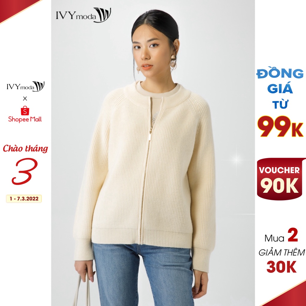 Áo khoác len nữ cổ tròn IVY moda MS 77B8902