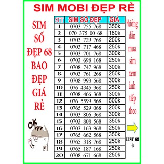 SIM MOBI SỐ ĐẸP 💖 ĐUÔI 68 LỘC PHÁT 💖LIST6