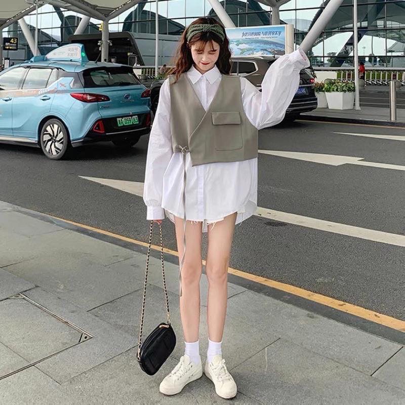 Áo Gile Nam nữ Unisex LOUIS màu ĐEN/NÂU  Áo Gile Croptop Nữ Thiết Kế Basic Chất Kaki Tây Mịn