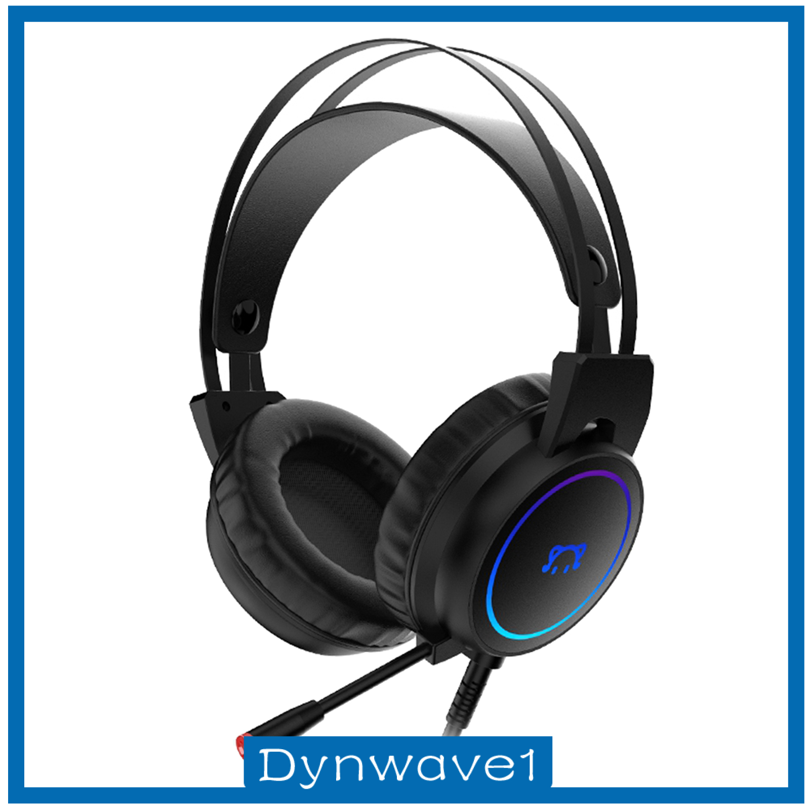 [DYNWAVE1]Gaming Headset Surround Sound Gaming Headphones with Noise Canceling Microphone, USB Over-Ear Headphone Wired with RGB Light, 50mm Driver for Laptop