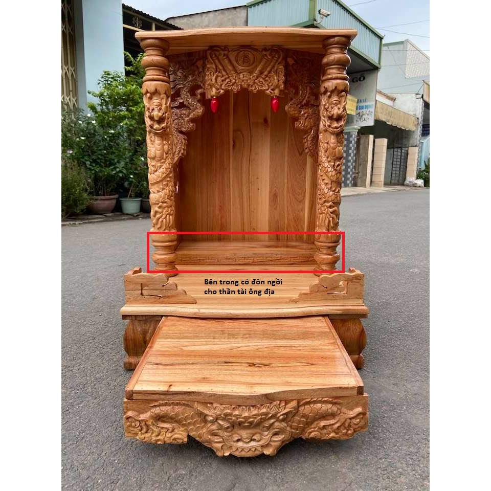 Bàn thờ thần tài ông địa gỗ xoan 56 x 81cm - Đồ Gỗ Vinh