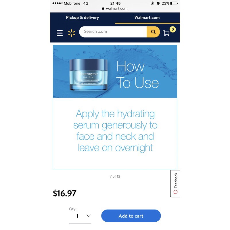 Tinh chất dưỡng ẩm da ban đêm Neutrogena Hydro Boost Night Pressed Serum 48g Hàng Mỹ