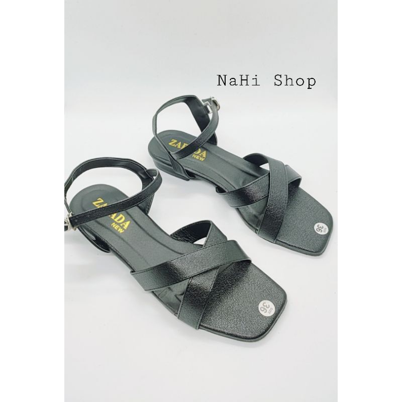 Sandal gót 2 phân quai gài đế xịn sandal quai chéo NAHI sd119