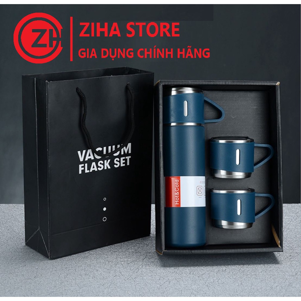 Bộ Bình Giữ Nhiệt 580ml tặng kèm 2 cốc - Sang Trọng - Chắc Chắn - Chất Lượng Cao, Bộ quà tặng doanh nhiệp