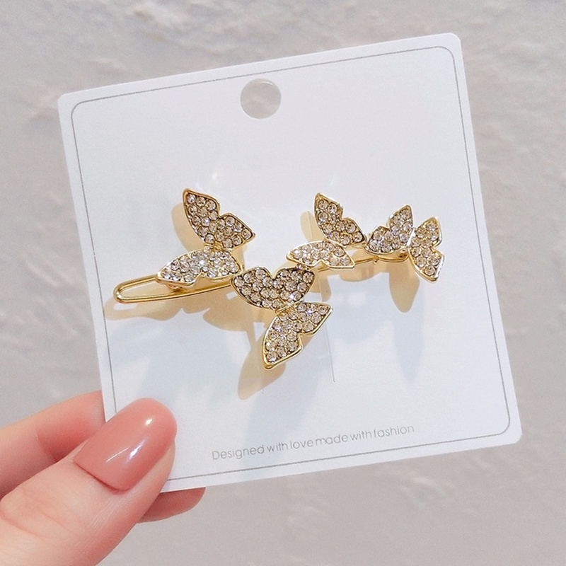 Kẹp tóc thiết kế bướm đính đá xinh xắn thanh lịch