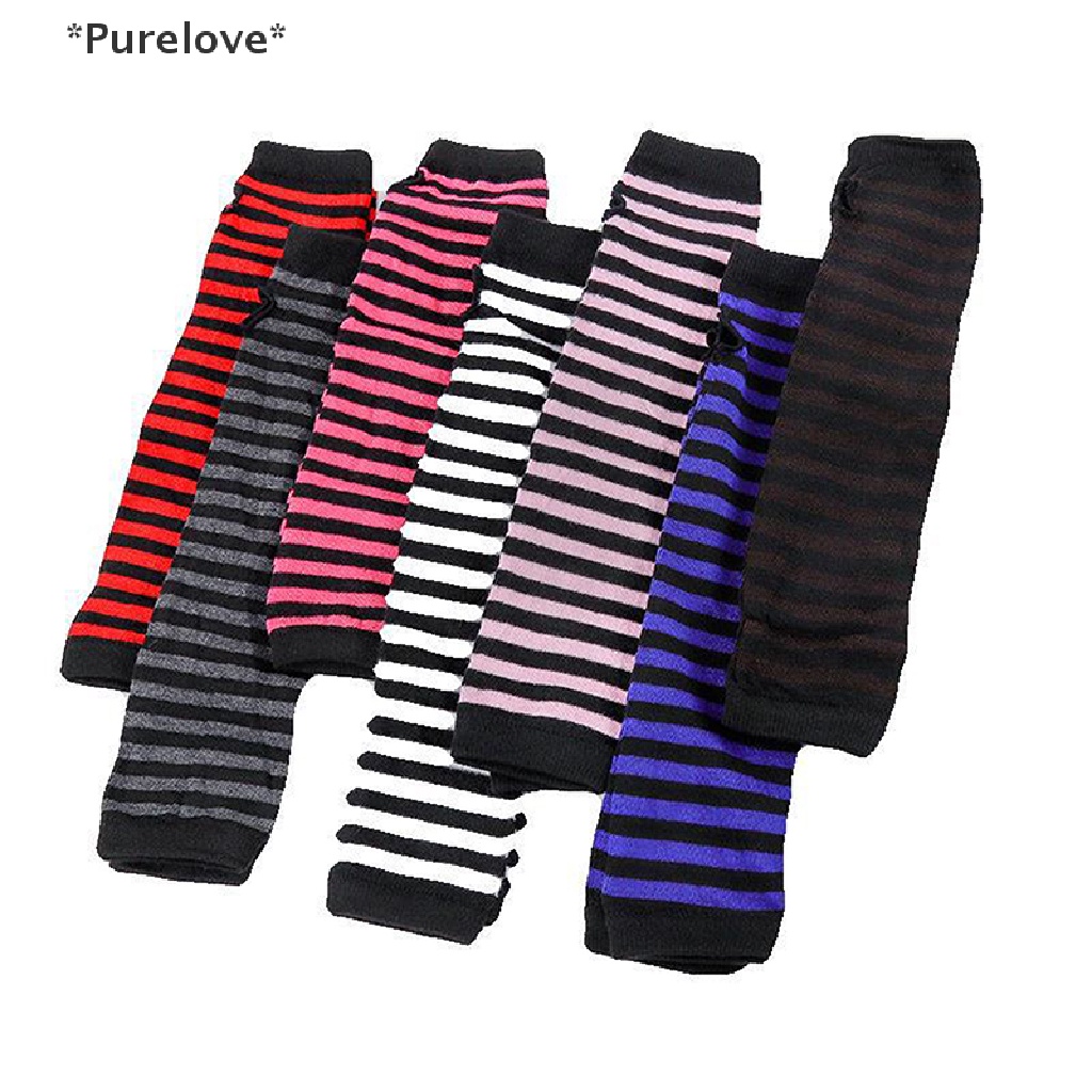 Găng Tay Len Hở Ngón Họa Tiết Kẻ Sọc Y2K Thời Trang Cho Nữ