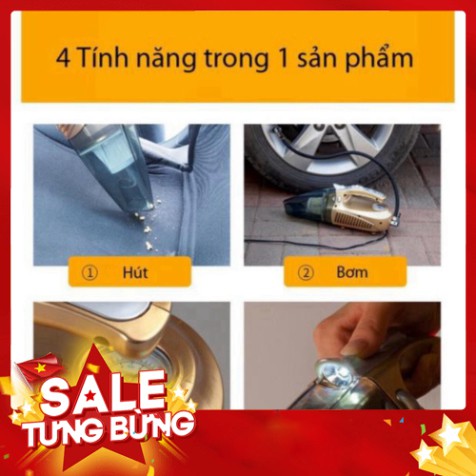 [FREE SHIP] 💥[CHÍNH HÃNG + FREE SHIP]💥 Máy Hút Bụi ô tô 4 in 1 Bơm Lốp Đo Áp Suất Và Đèn Pin Siêu Sáng BẢO HÀNH 1 NĂM�