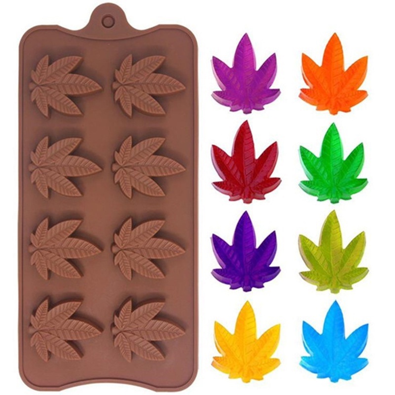 Khuôn Silicone 8 Ngăn Tạo Hình Lá Phong 3D Làm Bánh
