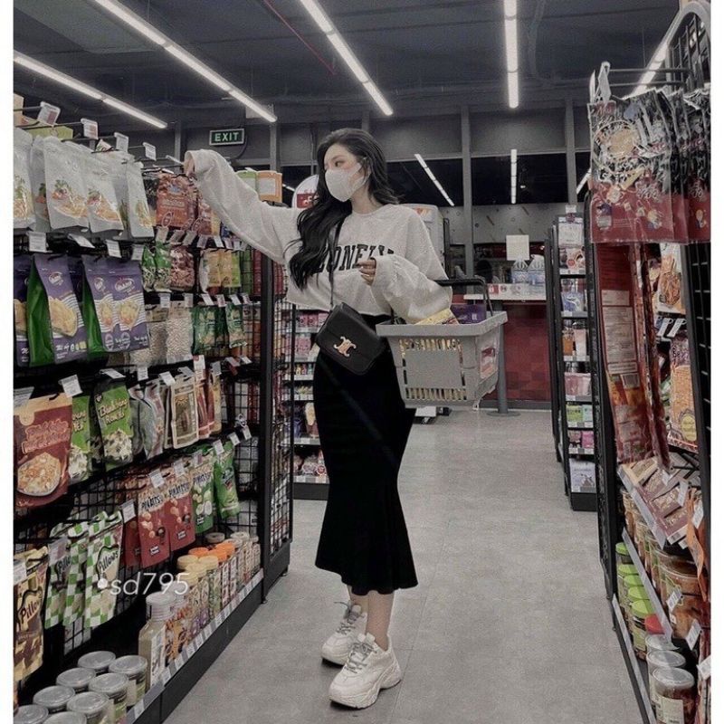 Chân váy đuôi cá dáng dài phong cách ulzzang Hàn Quốc siêu hot