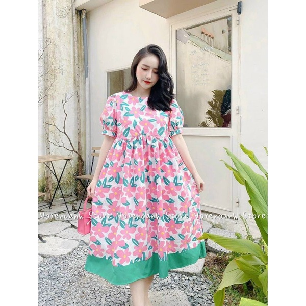 Đầm voan babydoll nơ xinh GB11111