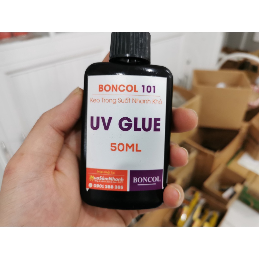 Keo UV Dán Kính ,Dán Mica Keo Sệt Nhanh Khô 50ml Tặng Kèm Đèn UV