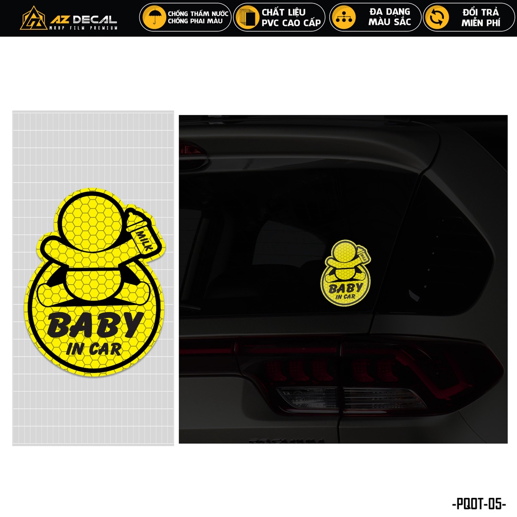 Tem Phản Quang Ô Tô Baby In Car | PQOT-05 | Decal Dán Kính Sau Kính Lái Cửa Sau Cửa Trước Xe Hơi Oto Taxi ...
