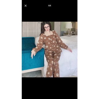 Bộ ngủ tay dài quần dài lụa mango