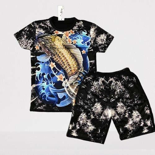 Quần áo nam, bộ thể thao 3D Cá Chép Xanh