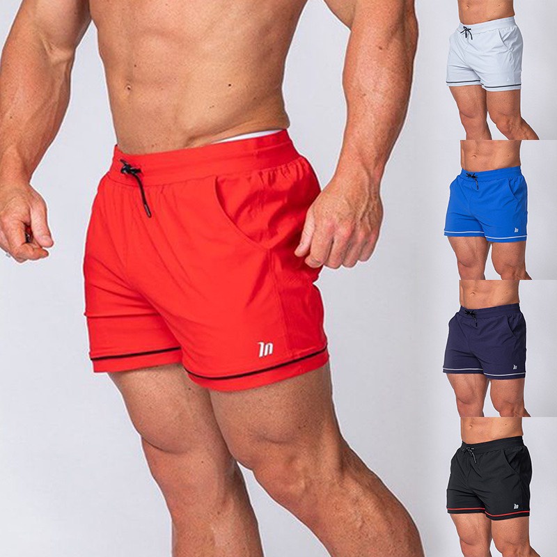 Quần Short nam thể thao Q001, vải cotton co giản, cạp chun, 5 màu, mặc ở nhà, tập gym, chạy bộ