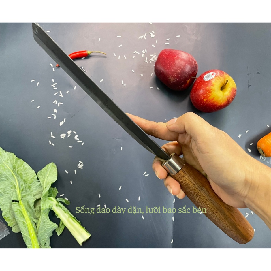 Dao Thái Thịt Đa Sỹ Hoàng Tùng Thép Nhíp Xe Chuôi Gỗ Lim