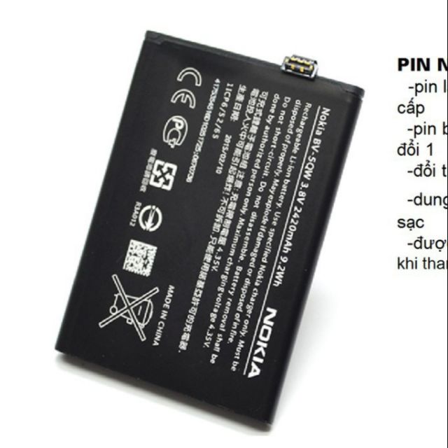 Pin nokia lumia 930 BV -5QW xịn mới 100% BH 6 tháng /KCLI12