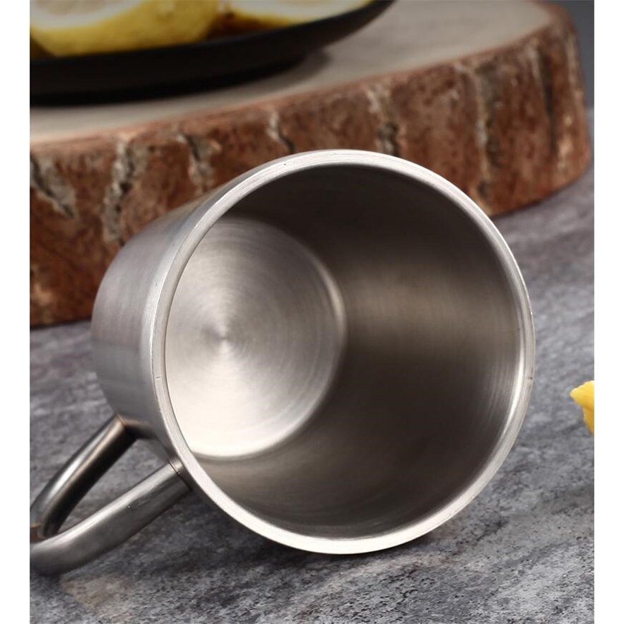 300ml Stainless Steel Mugs Espresso Cups Double-layer Anti-scalding Design Milk Tea Mug Vintage Golden Silver Lead-free Health Breakfast Cup