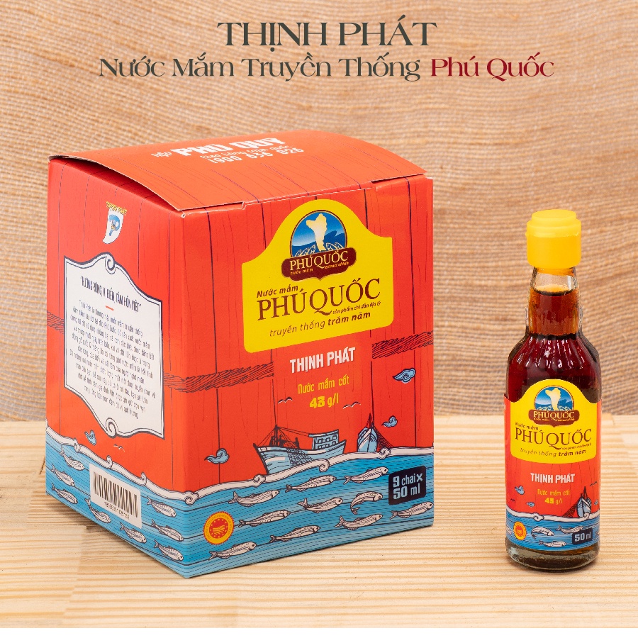 Nước mắm truyền thống Phú Quốc Thịnh Phát - Hộp Phú Quý 50ml x 9 chai 43 độ đạm