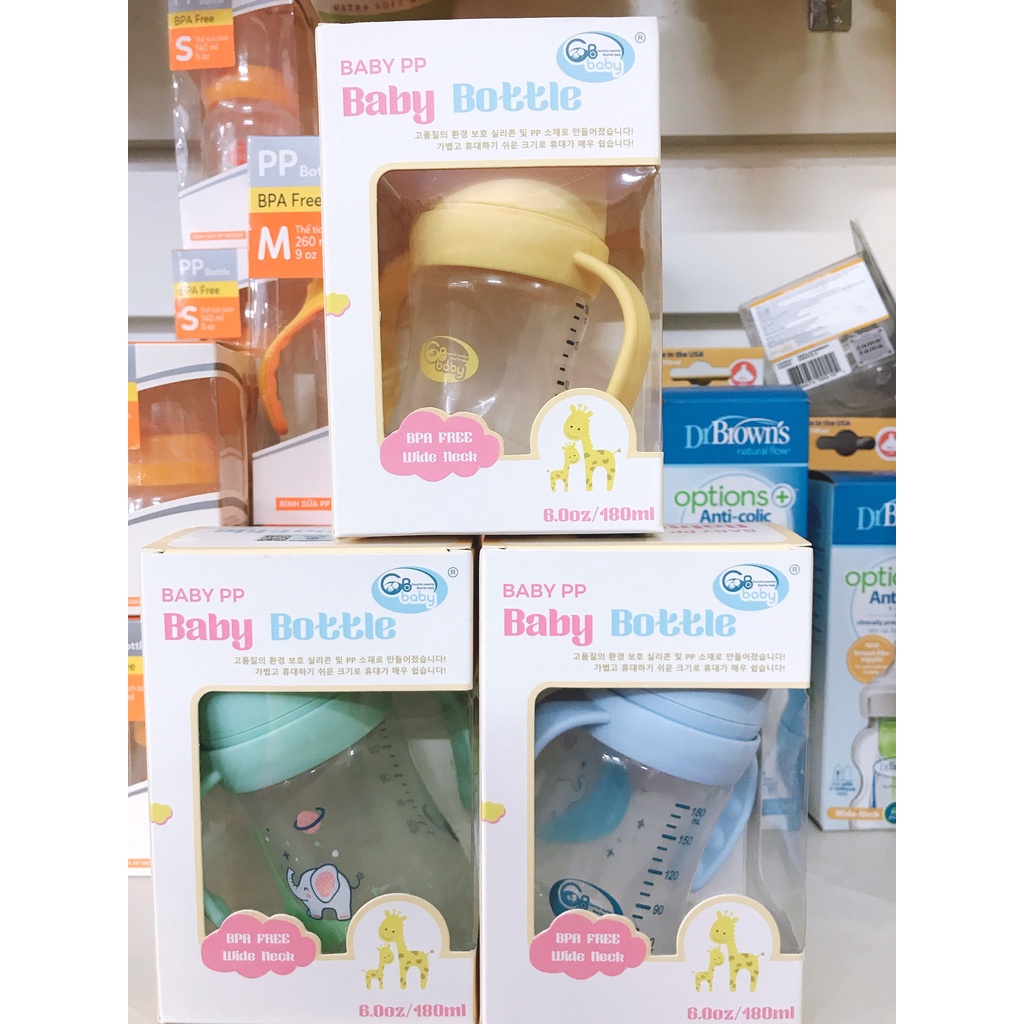 Bình sữa PP GB Baby cổ rộng 180ml - chính hãng
