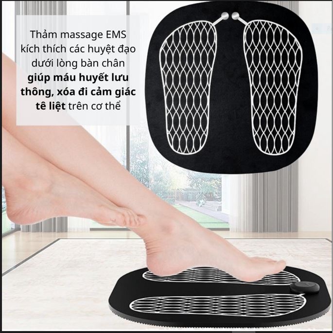 Thảm Massage Chân EMS Giúp Lưu Thông Khí Huyết, Giảm Đau Mỏi Chân, Chăm Sóc Sức Khỏe, Pin Sạc, Màn Hình Kỹ Thuật