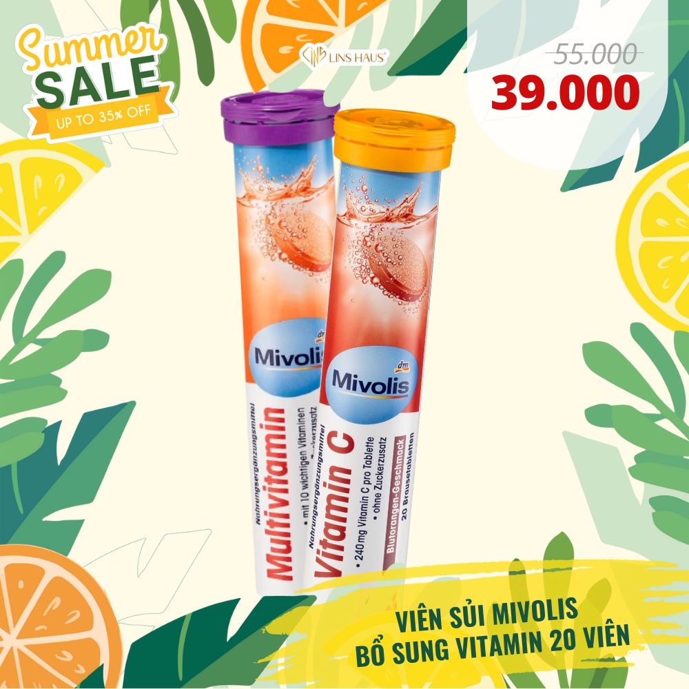 Viên sủi uống Mivolis bổ sung Vitamin C - ống 20 viên