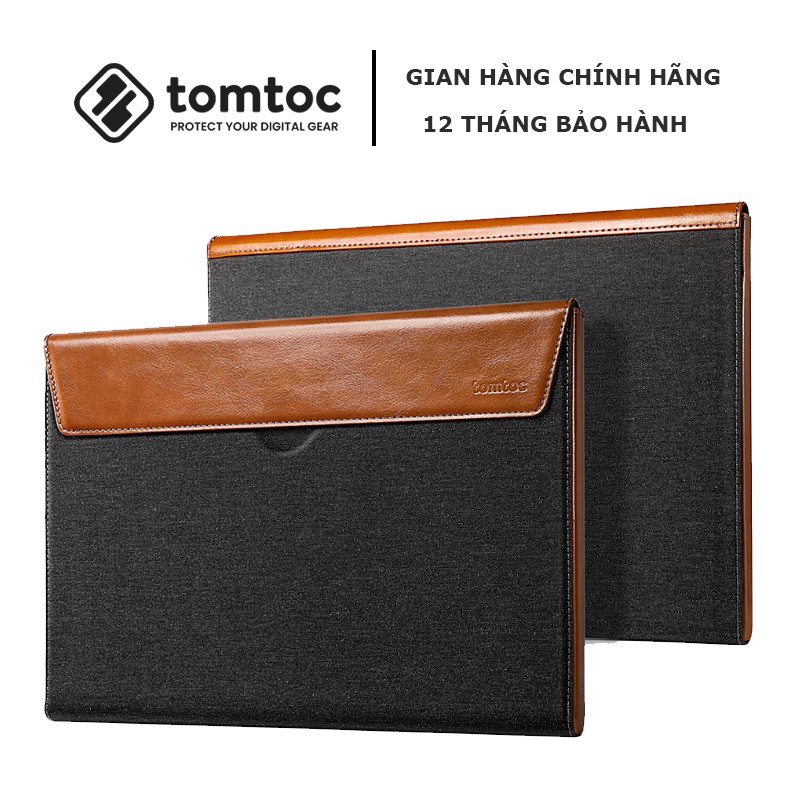 TÚI CHỐNG SỐC TOMTOC (USA) PREMIUM LEATHER FOR MACBOOK PRO 13″ NEW/AIR 13″ 2018 GRAY – H15-C02Y - HÀNG CHÍNH HÃNG