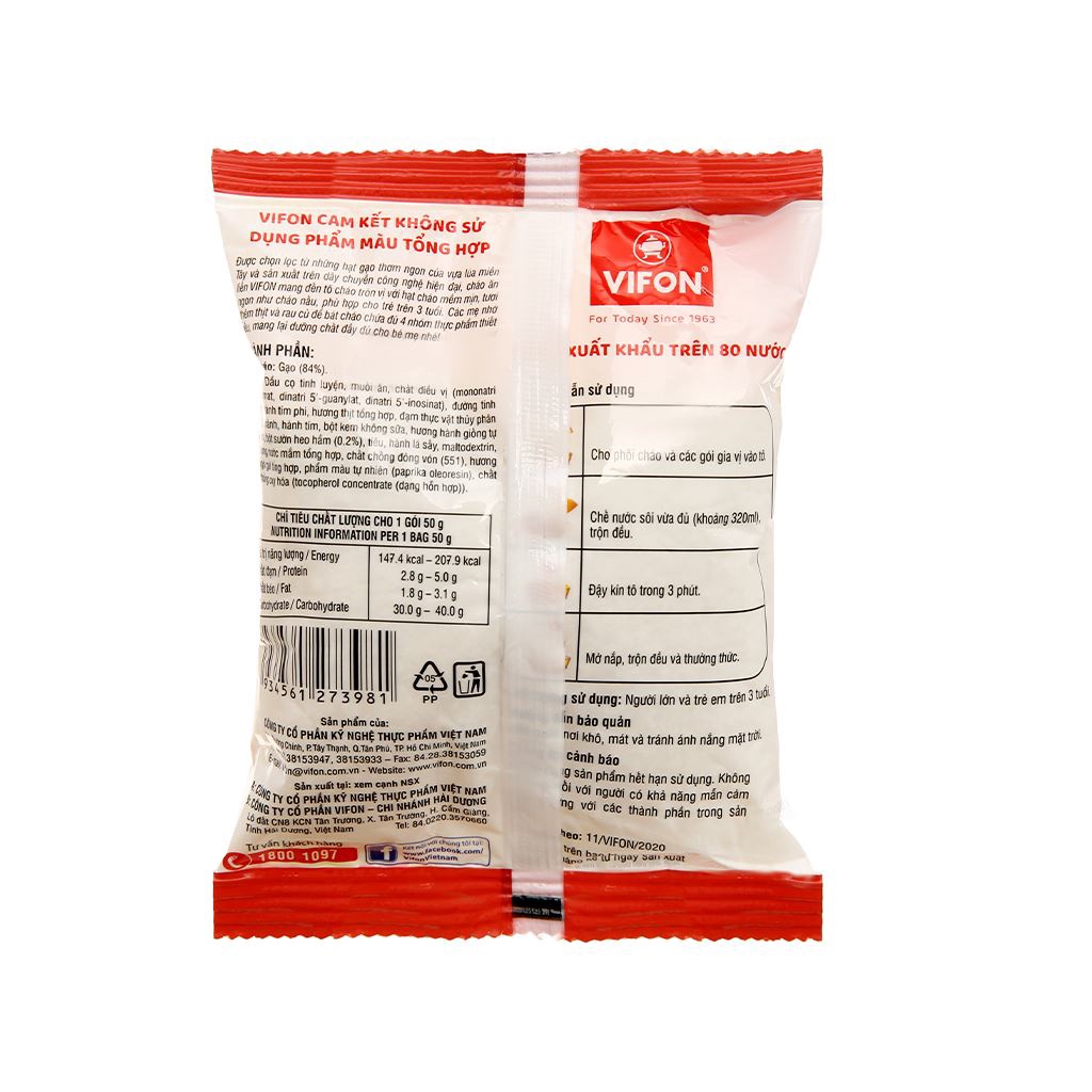 Thùng 50 gói cháo Vifon vị thịt bằm 50g
