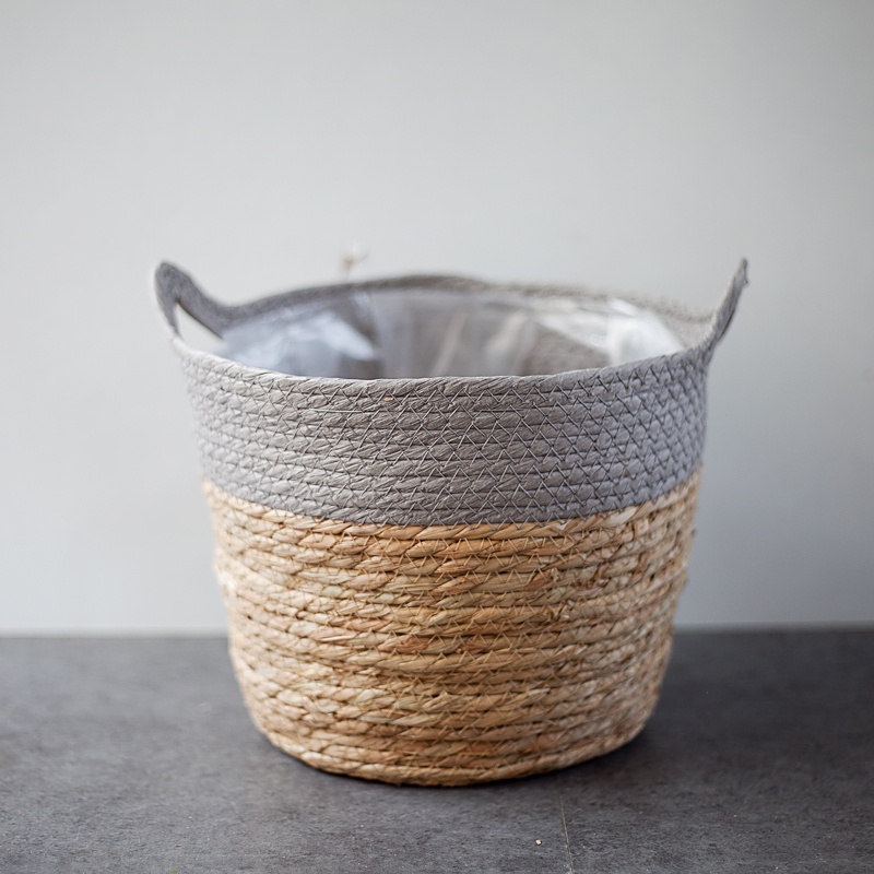 Giỏ lục bình viền vải có màu  - Jassi Decor