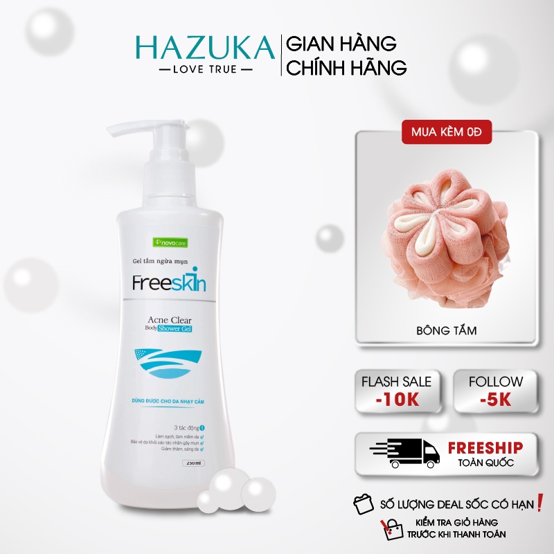 Sữa tắm giảm mụn lưng freeskin 250ml sữa tắm ngăn ngừa mụn lưng và ngực giảm thâm sáng da – shop bách hóa cẩm long