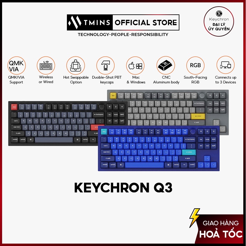 Keychron Q3 - Bàn phím cơ custom QMK TKL 80%
