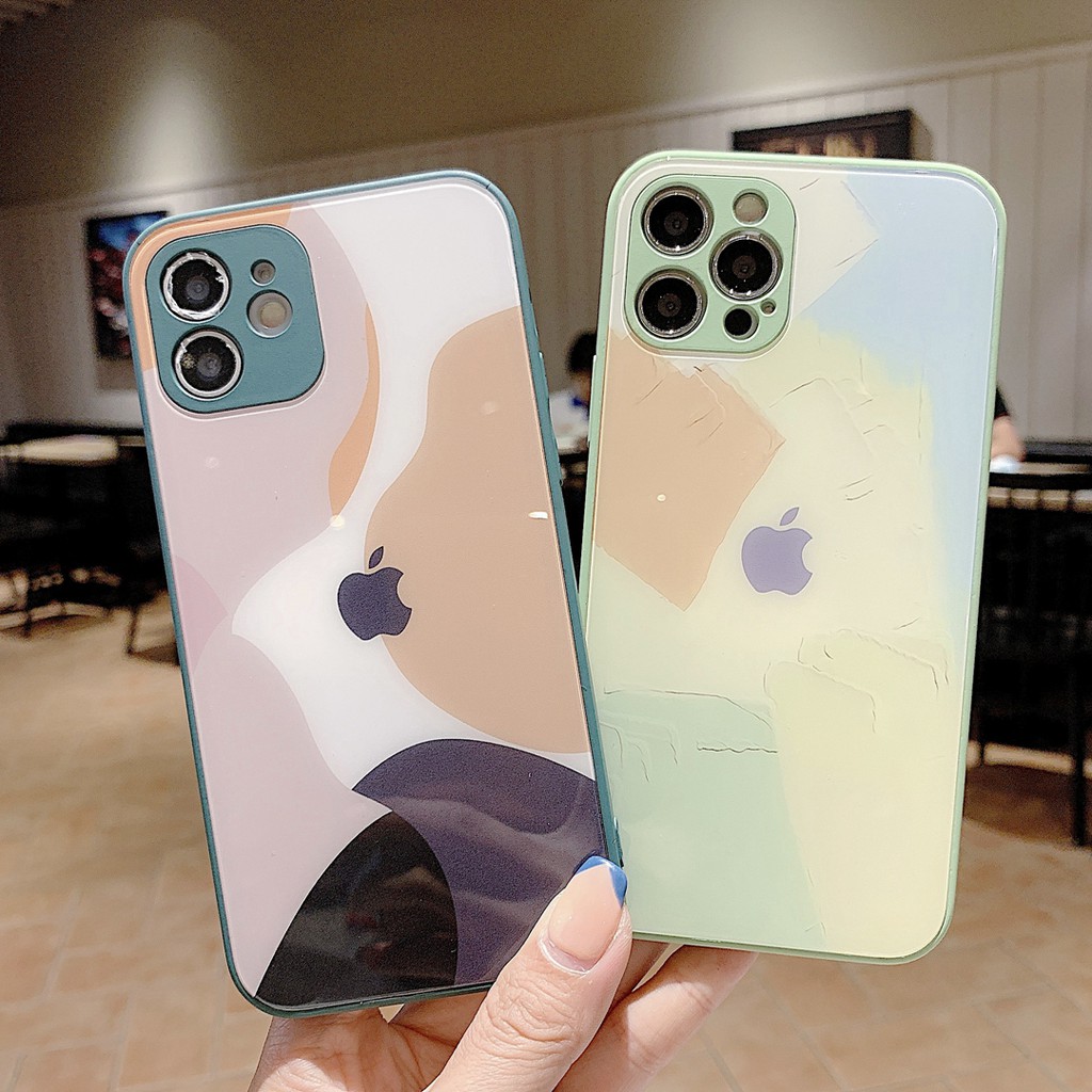 Hot sell Moranti colors Liquid glass phone cases for Iphone 12 pro max 11 pro max xs max xr x 7 8 plus Beautiful Morandi color phone covers