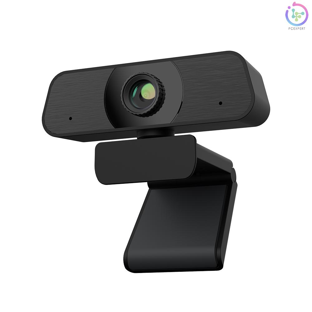 2K USB Webcam Manual Focus Web Camera with Privacy Cover Built-in Noise Reduction Microphone Drive-free Video Conference Camera