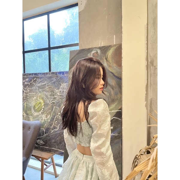 (ĐANG SẴN) Đầm thiên nga voan hoa nổi hở lưng có lót ngực 2 màu trắng xanh size S M L | BigBuy360 - bigbuy360.vn