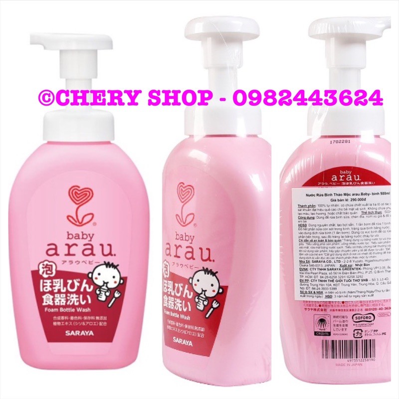 [HCM] NƯỚC RỬA BÌNH SỮA ARAU - túi 450ml Chai 600ml Combo siêu tiết kiệm