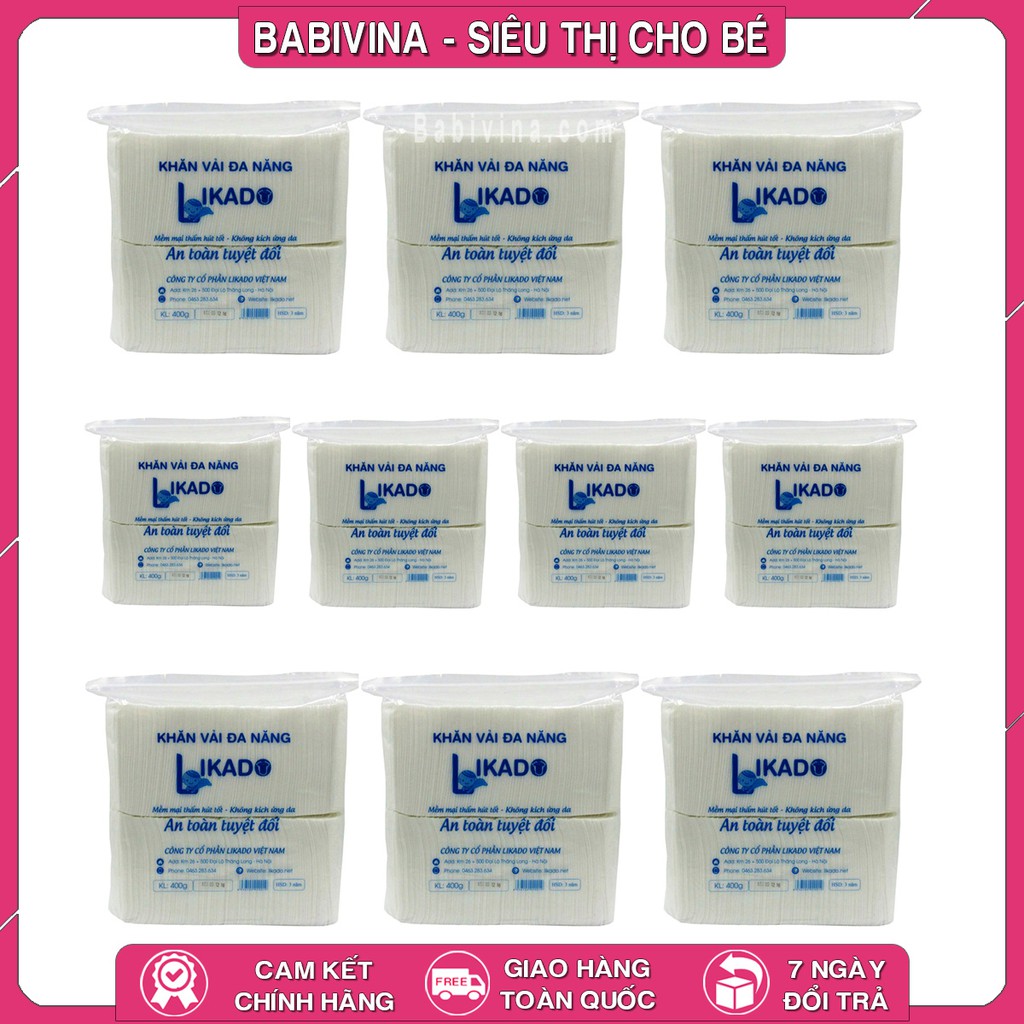 [CHÍNH HÃNG] Combo 10 Bịch Khăn Vải Đa Năng LIKADO 300g, 400g, 500g, 600g tấm lót likado Hàng Chính Hãng Mẫu Mới