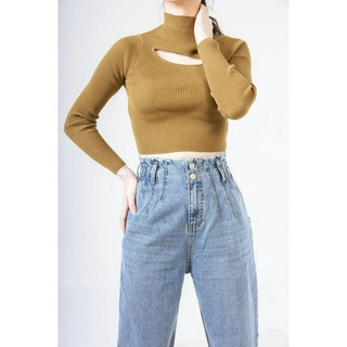 Áo len croptop hở ngực