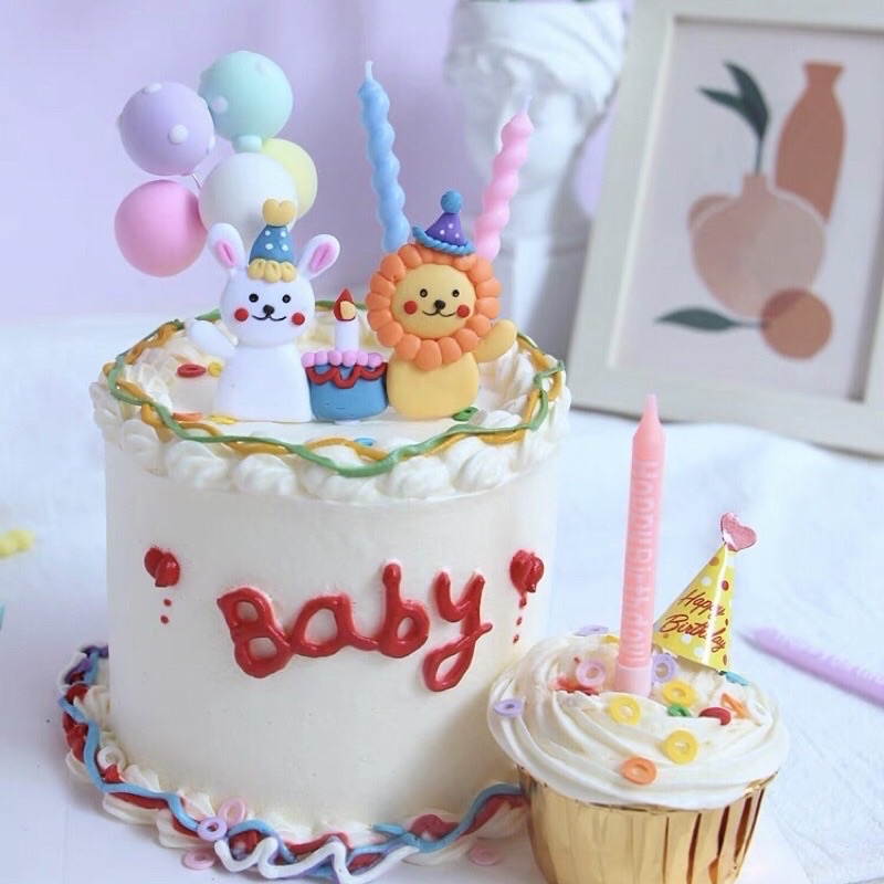 Nến Sinh Nhật Xoắn Màu Pastel Trang Trí Bánh Kem