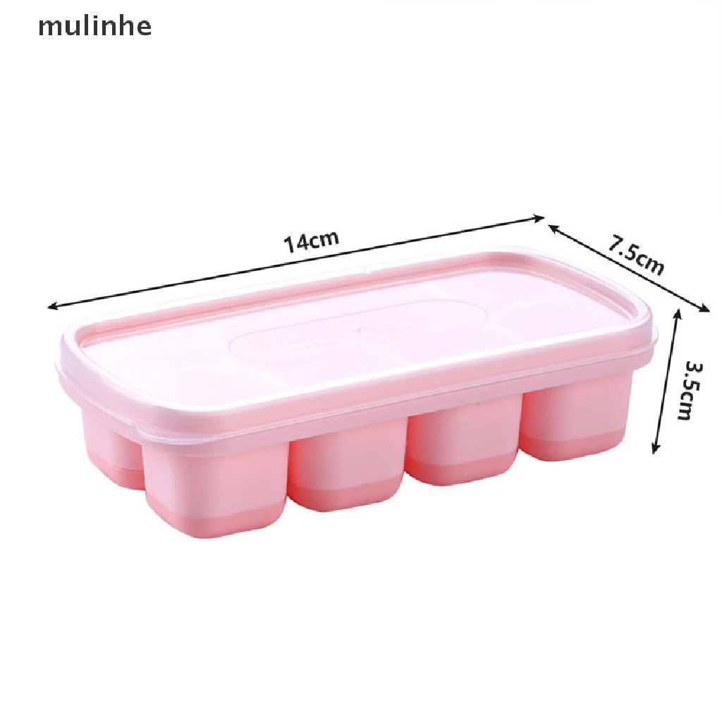 Khuôn Làm Đá 8 Ngăn Bằng Silicone Với Nắp Trong Suốt