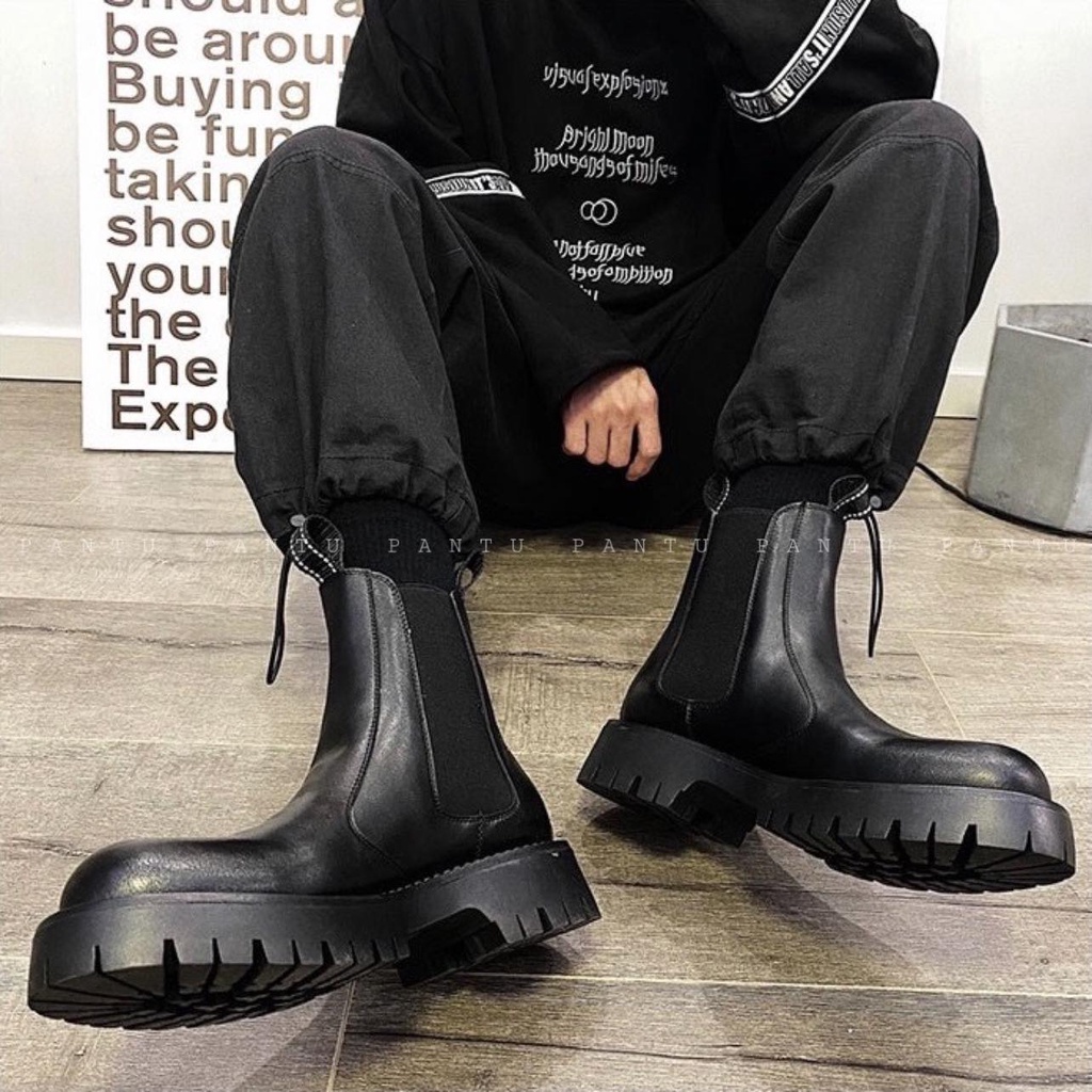 Chelsea Chunky Boots - Giày bốt da nam - tăng chiều cao 7 cm