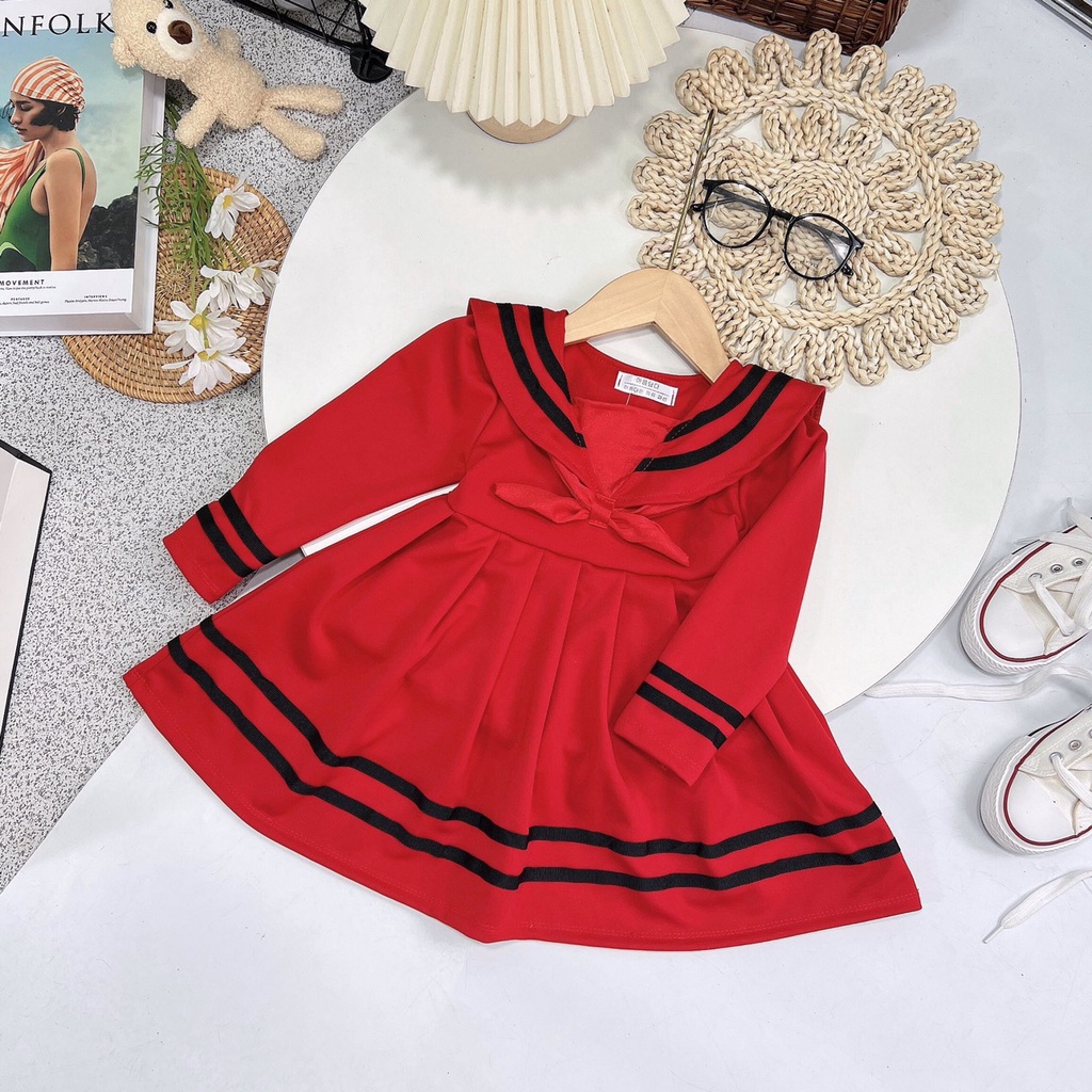 - Váy bé gái, váy thủy thủ dài tay, chất umi mềm mại cho bé gái 10kg-20kg, RichKid 123