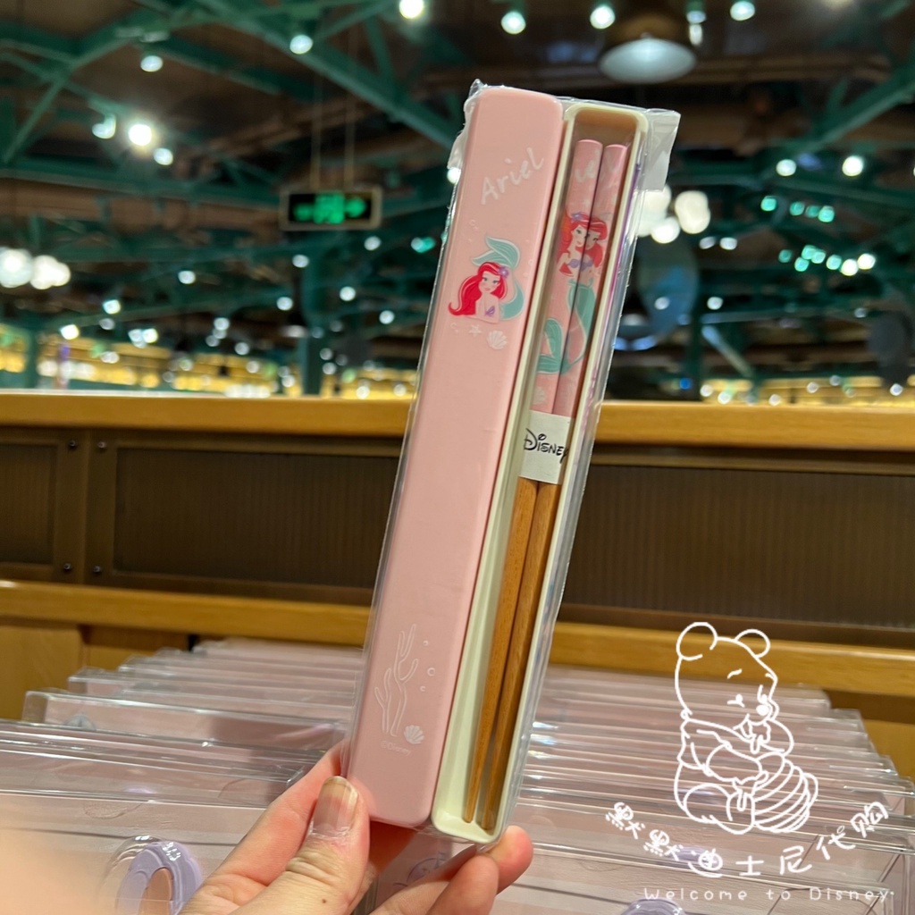 Set đũa gỗ kèm hộp hình Frozen Ariel cho trẻ em bé trai gái Disney